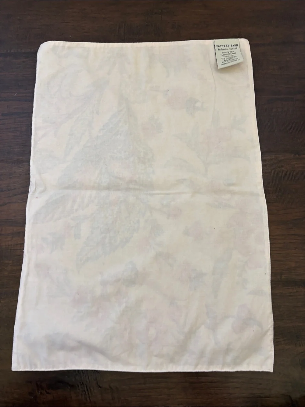 Pottery Barn Floral Butterfly Cream Blue Placemats (5) Summer Table Cotton Linen